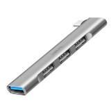 Logilink Ultravékony, 4 portos USB-C hub, 18 W, 1x USB-C/M, 3x USB-A/F, alumínium