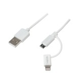 Logilink USB 2.0 cable USB-A/M to Micro-USB + Lightning/M 1m White CU0118