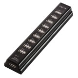 Logilink USB 2.0 hub 10-port with power supply Black UA0096