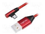 Logilink USB 2.0 USB-A/M to Micro-USB/M 1m, Red CU0150