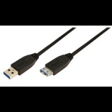 LogiLink USB 3.0 Hosszabbító kábel TypeA->TypeA, fekete 2m (CU0042) (CU0042)
