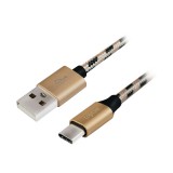 Logilink USB-A apa - USB-C apa Adat- és töltőkábel 2m - Arany/Fekete (CU0135)