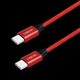 LOGILINK USB-C apa - USB-C apa Adat- és töltőkábel 1m - Piros (CU0156)