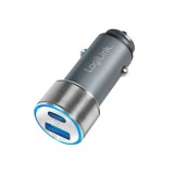 Logilink USB car charger 1x USB-C PD 1x USB-A QC 36W Grey PA0252