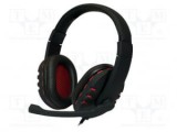 LogiLink USB-S fejhallgató mikrofonnal fekete-piros (HS0033)