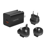 Logilink USB utazási töltő, GaN, 2 port, USB-AF és USB-CF, 30 W, PD-vel (PA0301) (PA0301)