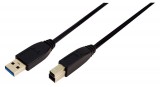 Logilink USB3.0 Connection A->B 2x male cable 2m Black CU0024