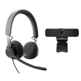 Logitech C925e Webkamera Black + UC-Kompatibilis Zone Wired Headset Black 991-000339