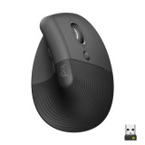 Logitech Egér - Lift (Vezeték nélküli, Optikai, 6 gomb, 4000 DPI, USB, fekete, Bluetooth)