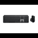 Logitech MX Keys S Combo for Mac billentyűzet Egér mellékelve Otthoni/irodai RF vezeték nélküli + Bluetooth QWERTZ Német Alumínium, Fekete (920-012840)