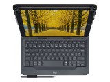 Logitech Universal Folio with integrated keyboard for 9-10 inch tablets QWERTY Brit angol Bluetooth Fekete
