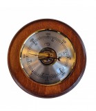 Lombik Barométer 3003. Cseresznye színű fa hátlapon. Teljes méret Ø 140 mm. Műszer Ø 95 mm..