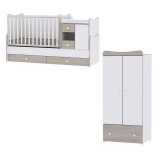 Lorelli MiniMax kombi ágy 72x190 + Exclusive szekrény - White & Amber