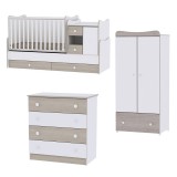 Lorelli MiniMax kombi ágy 72x190 + Komód + Exclusive szekrény - White & Amber