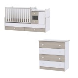 Lorelli MiniMax kombi ágy 72x190 + Komód - White & Amber