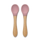 Lorelli Szilikon kanalak bambusz nyéllel, 2db - deep pink
