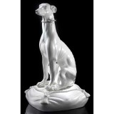 Lorenzon Agár kerámia szobor, eredeti Swarovski nyakékkel, fehér párnával - fehér