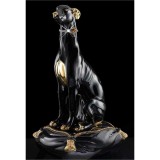 Lorenzon Agár kerámia szobor, eredeti Swarovski nyakékkel, fekete párnával - fekete, arany