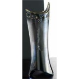 Lorenzon Aszimmetrikus kerámia díszváza, M: 34 cm - fekete, arany