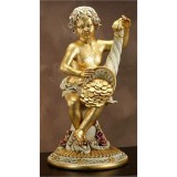 Lorenzon Asztali kerámia angyalszobor a bőség szarujával, pénzérmékkel - festett, velencei stílusú