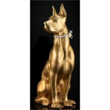 Lorenzon Dán dog kerámia szobor, eredeti Swarovski nyakékkel - aranyfóliával