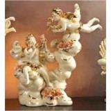 Lorenzon Felhő formázatú kerámia dísztárgy angyalokkal és lámpával