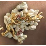 Lorenzon Felhő formázatú kerámia dísztárgy angyalokkal és virágokkal - festett, velencei stílusú