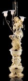 Lorenzon Kerámia állólámpa, Aurora istennő 3 eredeti muránói üveg lámpatesttel, eredeti Swarovski kristályokkal - krémszínű, arany, platina