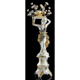 Lorenzon Kerámia állólámpa rózsákkal, talapzattal, beépített világítással - fehér, arany, platina