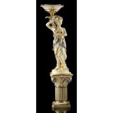 Lorenzon Kerámia állólámpa, talapzattal, tetején tállal - krémszínű, arany, platina