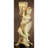 Lorenzon Kerámia angyalka jobboldali lámpával - krémszínű, arany