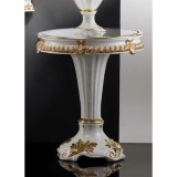 Lorenzon Kerámia asztal rózsákkal, üveglappal - fehér, arany