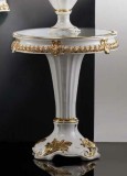 Lorenzon Kerámia asztal rózsákkal, üveglappal - fehér, arany