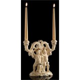 Lorenzon Kerámia gyertyatartó puttóval - krémszínű, arany, platina