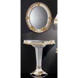 Lorenzon Kerámia konzolasztal rózsákkal, tükörrel - fehér, arany