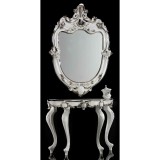 Lorenzon Kerámia konzolasztal tükörrel, virágokkal - fehér, platina