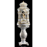 Lorenzon Kerámia pavilon (torony): Pantheon, elfordítható/mozdítható, talapzattal, beépített világítással - fehér, arany