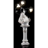 Lorenzon Kerámia szökőkút: páva, talapzattal, beépített világítással - fehér, platina