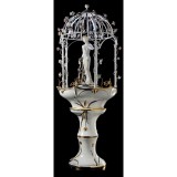 Lorenzon Kerámia szökőkút: Villa Borghese, hölggyel és kutyával, elfordítható/mozgatható, talapzattal - fehér, arany, platina