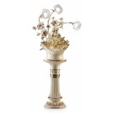 Lorenzon Kerámia szökőkút: virágokkal, talapzattal, beépített világítással - krémszínű, arany, platina