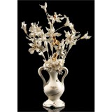 Lorenzon Kerámia váza liliomokkal és orchideákkal - krémszínű, arany