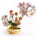 Lorenzon Kerámia virágkosár ibolyákkal és tűzborostyánokkal - arany