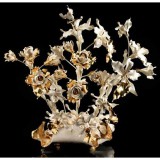 Lorenzon Kerámia virágkosár rózsákkal és orchideákkal - krémszínű, arany