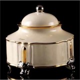 Lorenzon Kerek kerámia ékszerdoboz - krémszínű, arany, platina