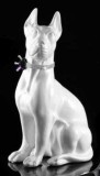 Lorenzon Kisméretű dán dog kerámia szobor, eredeti Swarovski nyakékkel - fehér