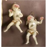 Lorenzon Kisméretű falra akasztható kerámia angyalka - krémszínű, arany