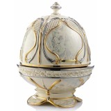 Lorenzon Kisméretű tojásalakú kerámia tároló, beépített dugattyúval - krémszínű, arany, platina