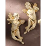 Lorenzon Közepes méretű falra akasztható kerámia angyalka - krémszínű, arany