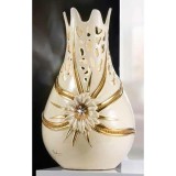 Lorenzon Közepes méretű kerámia lámpa, eredeti Swarovski kristályokkal, beépített világítással, üveg nélkül - krémszínű, arany