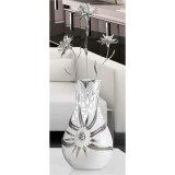 Lorenzon Közepes méretű kerámia lámpa, eredeti Swarovski kristályokkal, beépített világítással, üveggel - fehér, platina